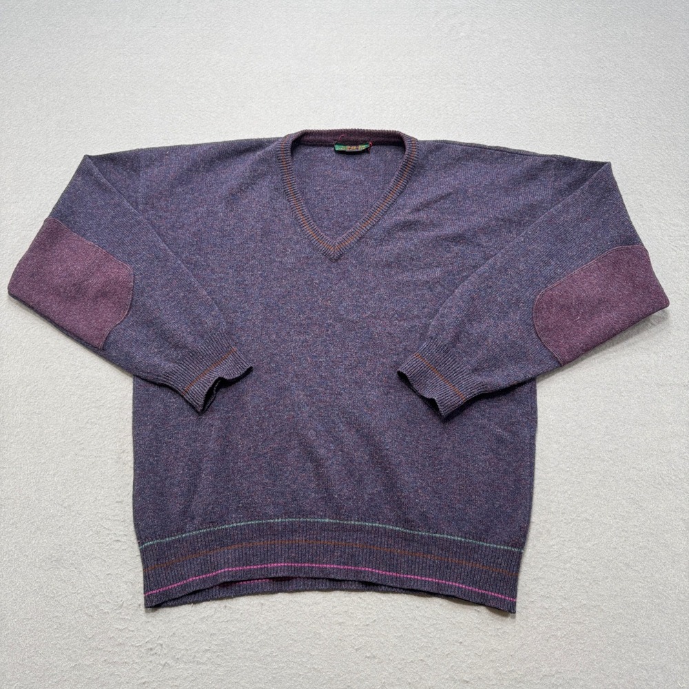 Vintage Colours By Alexander Julian Sweater Men's Large Purple Lambs Wool Italy‎